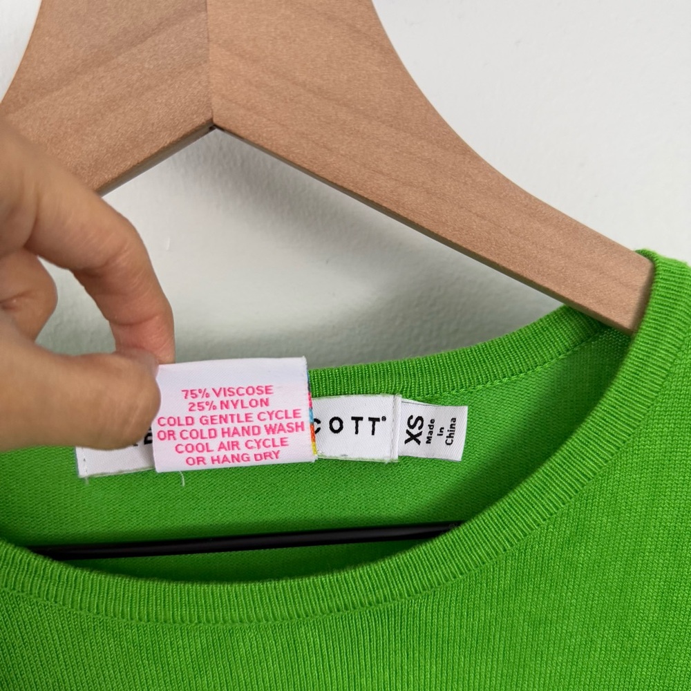 Gretchen Scott XS Sneek A Peek Sweater Bright Kelly Green - Picture 3 of 6